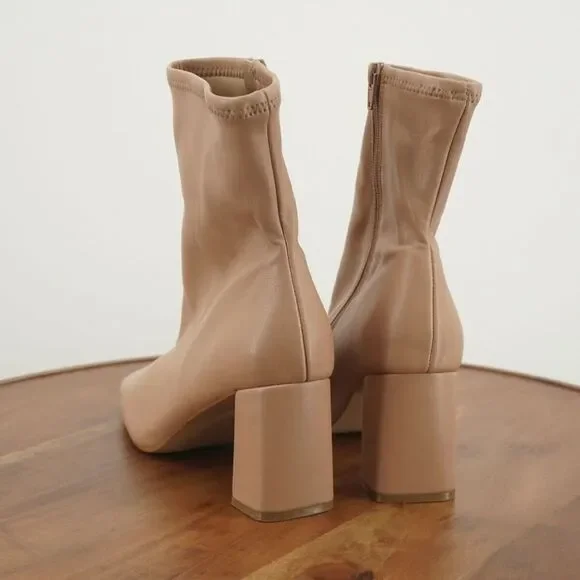 Steve Madden Womens Harli Ankle Boots Booties Faux Leather Blush Pink Heeled 10M - Picture 5 of 9